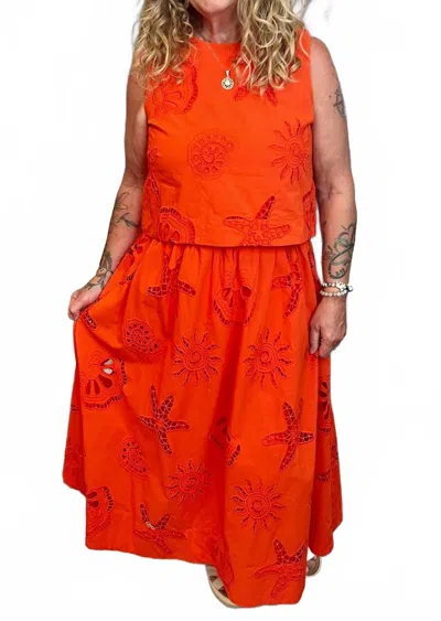 Skies Are Blue Coast Midi Skirt In Coral In Pink