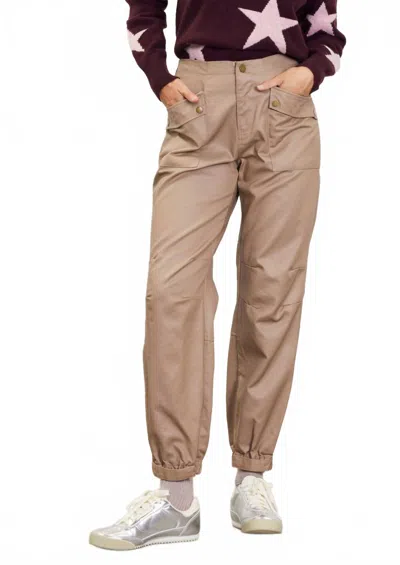 Skies Are Blue Coated Cargo Pants In Taupe In Gray