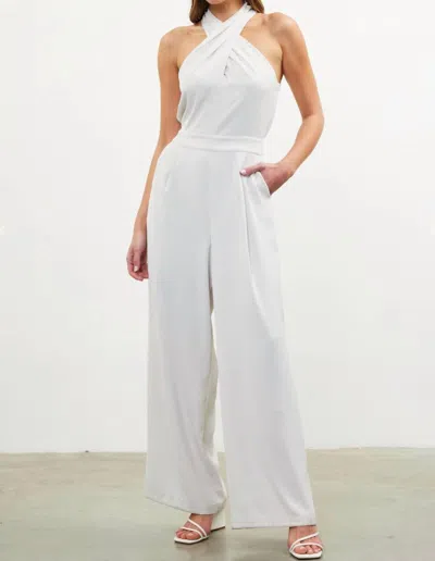 Skies Are Blue Colette Halter Jumpsuit In Oyster In White