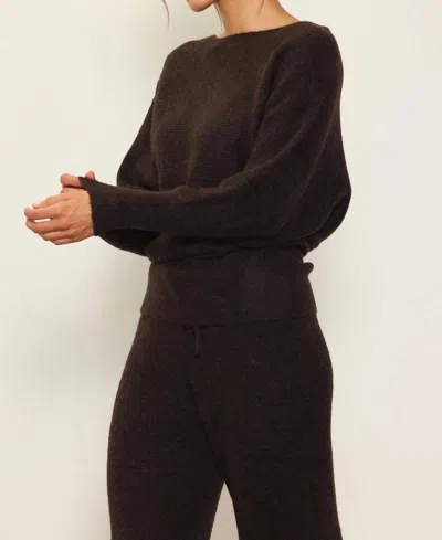 Skies Are Blue Colleen Off The Shoulder Sweater In Chocolate In Brown