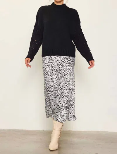 Skies Are Blue Crochet Sleeve Sweater In Black