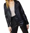 Skies Are Blue Crock Print Vegan Leather Jacket In Black In Black