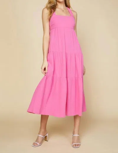 Skies Are Blue Cross Back Tiered Maxi Dress In Pink