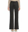 Skies Are Blue Denim Rhinestone High Rise Wide Leg Jeans In Charcoal