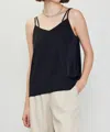 Skies Are Blue Double Strap Tank Top In Black In Black