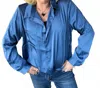 Skies Are Blue Effortlessly Iconic Button Down Top - Plus In Smoky Blue