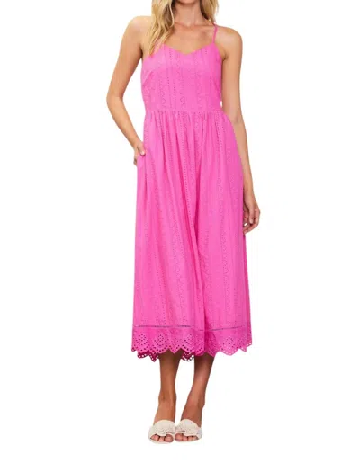 Skies Are Blue Eyelet Lace Smocked Dress In Pink Bubble Gum In Multi