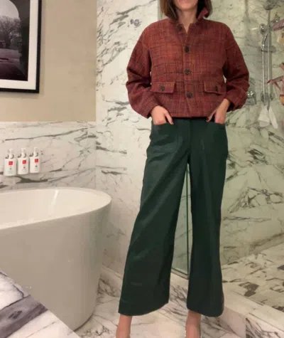 Skies Are Blue Faux Leather Cropped Pant In Green