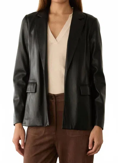 Skies Are Blue Faux Leather Open Blazer In Black