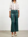 Skies Are Blue Faux Leather Wide Leg Pants In Astro Green In Multi
