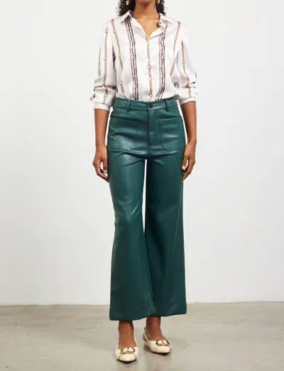 Skies Are Blue Faux Leather Wide Leg Pants In Astro Green In Multi