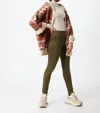 Skies Are Blue Faux Suede Leggings In Olive In Green