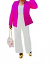 Skies Are Blue Flap Pocket Open Front Blazer In Ultra Pink In Purple