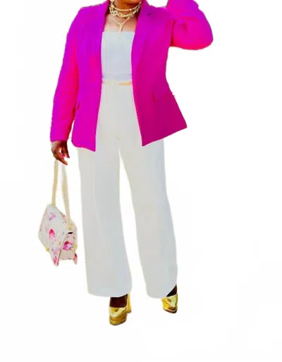Skies Are Blue Flap Pocket Open Front Blazer In Ultra Pink In Purple
