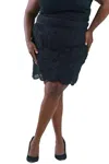 Skies Are Blue Floral Crochet Mini Skirt - Plus In Black In Black
