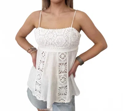Skies Are Blue Gwendolyn Embroidered Tank Top In White