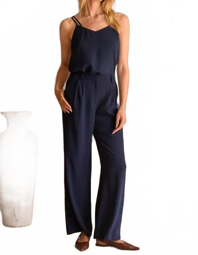 Skies Are Blue High Waisted Wide Leg Pants In Navy In Blue