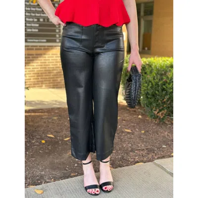 Skies Are Blue Hunter Faux Leather Wide Leg Pants In Black