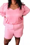 Skies Are Blue Jules Tailored Shorts - Curvy In Ballerina Pink In Pink