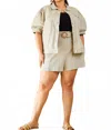 Skies Are Blue Keep Momentum Short Sleeve Denim Jacket In Sage