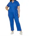 Skies Are Blue Kendall Button Front Jumpsuit In Royal In Blue