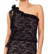 Skies Are Blue Lace One Shoulder Top In Black In Black