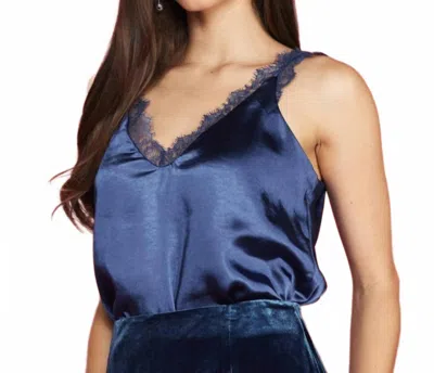 Skies Are Blue Lace Trimmed Cami In Ocean Blue