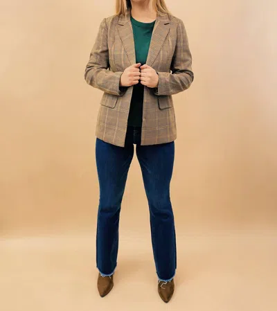 Skies Are Blue Lena Structured Plaid Blazer In Camel In Brown