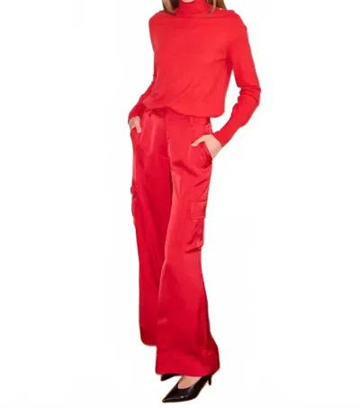 Skies Are Blue Light Satin Pant In Red