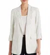 Skies Are Blue Linen Blend Pinstripe Blazer In Off White In White