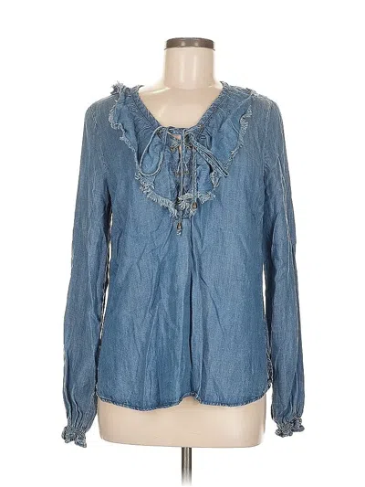 Pre-owned Skies Are Blue Long Sleeve Blouse In Blue