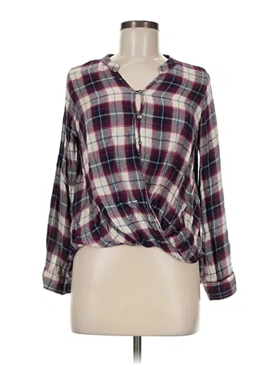 Pre-owned Skies Are Blue Long Sleeve Blouse In Burgundy