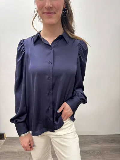 Skies Are Blue Long Sleeve Button Down In Navy In Blue