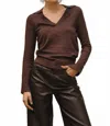 Skies Are Blue Long Sleeve Polo Top In Chocolate In Multi