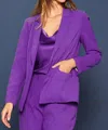 Skies Are Blue Long Sleeve Welt Pocket Blazer In Grape