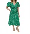 Skies Are Blue Mai Floral Midi Dress In Leaf Green In Green
