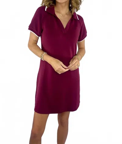Skies Are Blue Marley Modal Polo Mini Dress In Wine In Burgundy