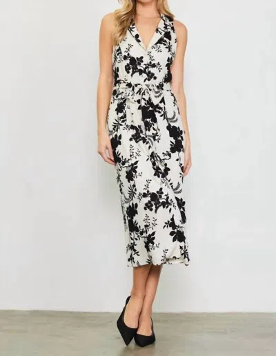 Skies Are Blue Material Girl Dress In Ivory/black In Gray