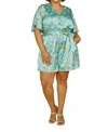 Skies Are Blue Maxwell Romper In Turquoise Floral In Blue
