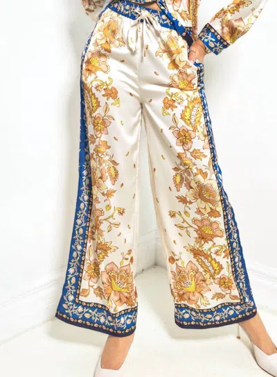 Skies Are Blue Mediterranean Bloom Wide Leg Pants In Ivory By  In Multi