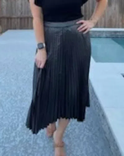 Skies Are Blue Metallic Lights Skirt In Black In Blue