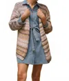 Skies Are Blue Multi Stripe Open Cardigan In Taupe/olive In Brown