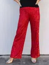 Skies Are Blue Occasion Ready Sequin Pants In Red