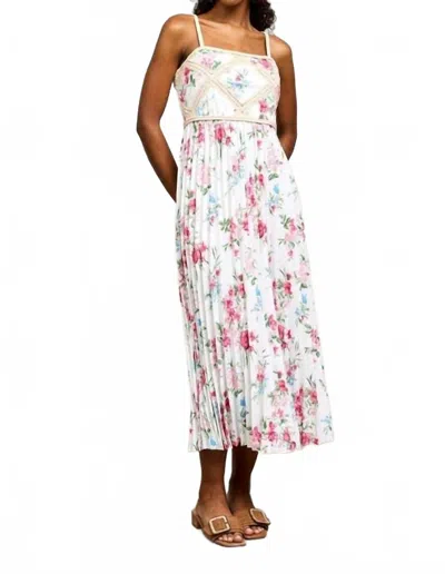Skies Are Blue Olivia Crotchet Midi Dress In White In Animal Print