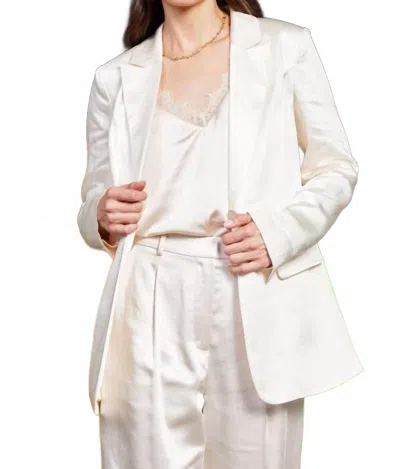Skies Are Blue One Button Dull Satin Blazer In Cream In White