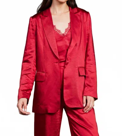 Skies Are Blue One Button Dull Satin Blazer In Red
