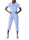Skies Are Blue One Up Romper In Light Wash In Blue