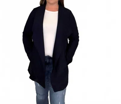 Skies Are Blue Open Front Knit Cardigan In Navy In Animal Print