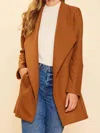 Skies Are Blue Open Front Knit Jacket In Camel In Brown