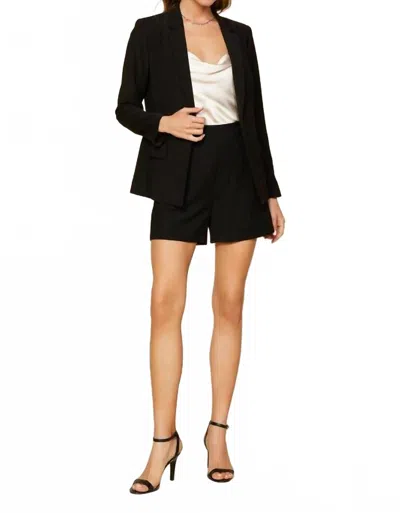 Skies Are Blue Open Front Welt Pockets Blazer In Black